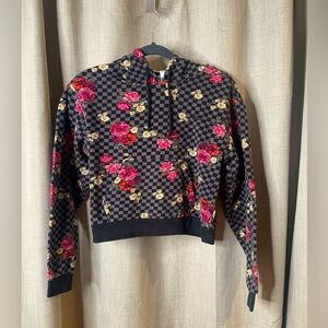 Vans XS cropped checkered and floral hoodie